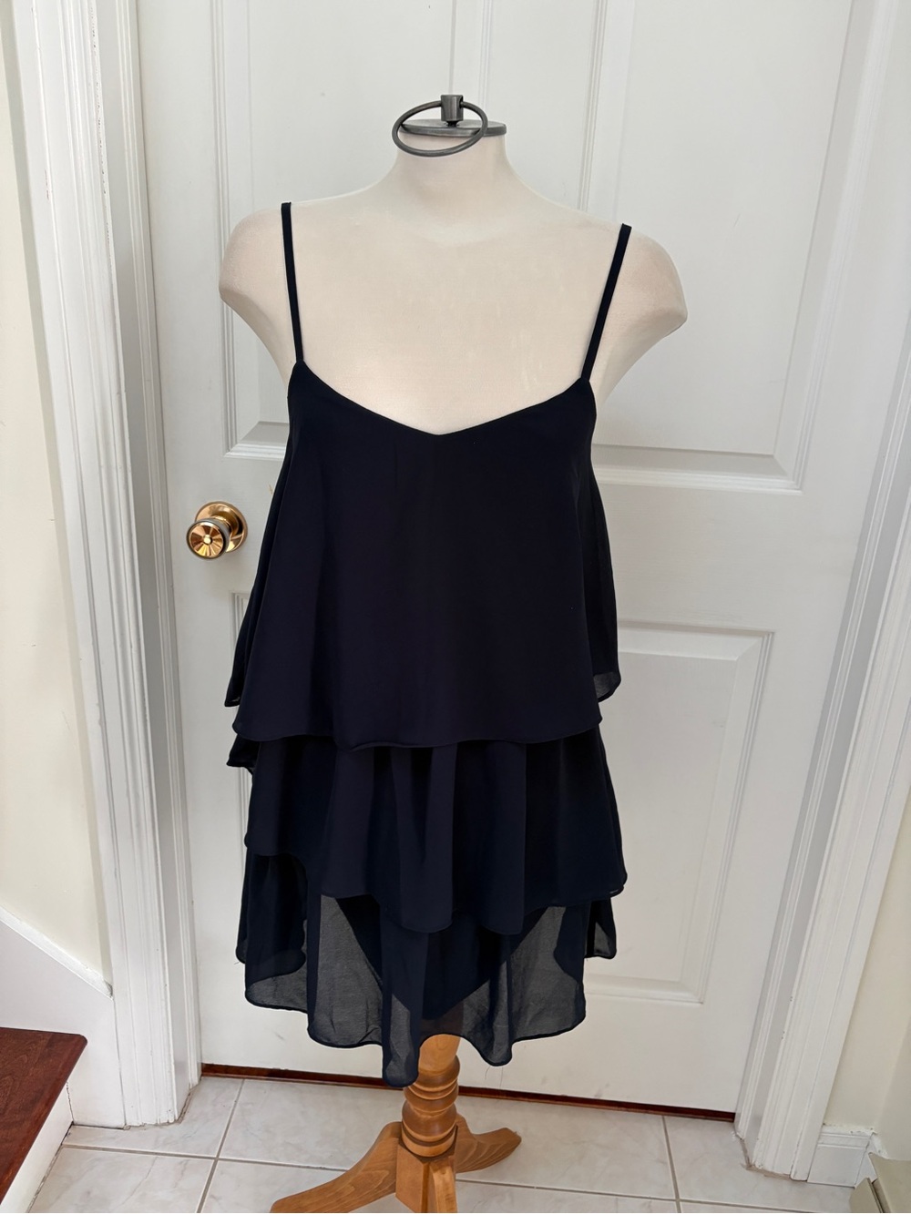 Alythea Blue Tiered Spaghetti Strap Mini Dress ladies medium